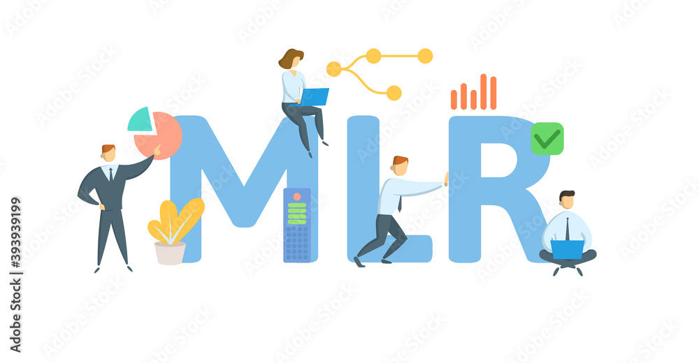 MLR, Minimum Lending Rate. Concept with keywords, people and icons. Flat vector illustration. Isolated on white background.