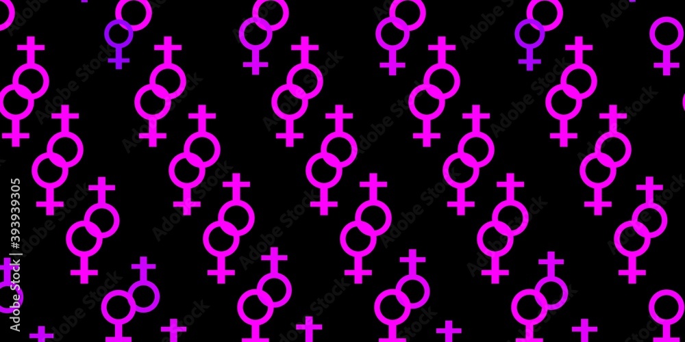 Light Purple vector backdrop with woman's power symbols.
