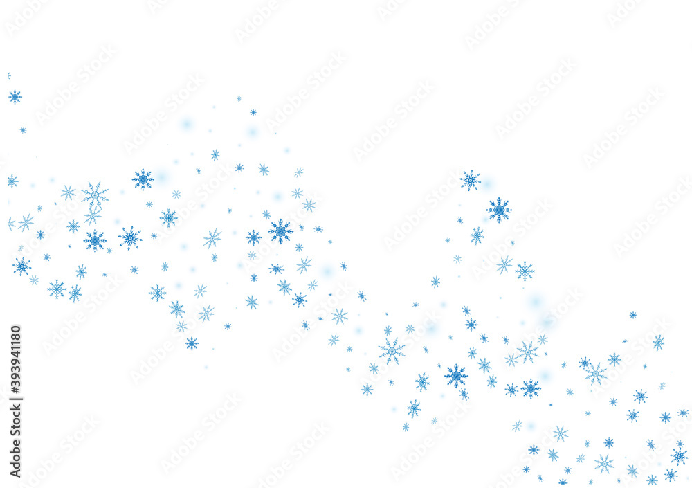 Snowflakes. Snow, snowfall. Falling scattered blue snowflakes on a white background. Vector Snowflakes. Snow, snowfall. Falling scattered blue snowflakes on a white background. Vector
