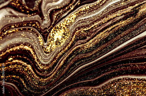 Golden Night. Treasury of art. Swirls of marble. Painting aesthetically mesmerizing. Abstract fantasia with golden powder. Extra special and luxurious- ORIENTAL ART. Ripples of agate. Natural luxury.