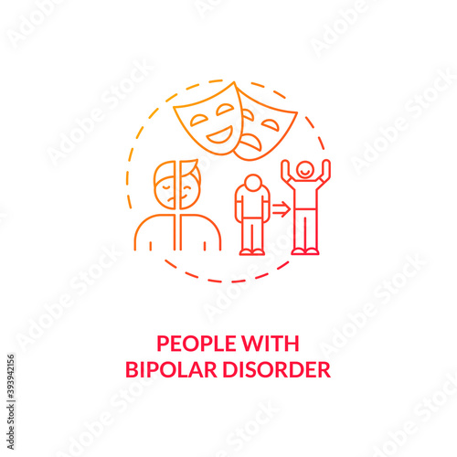People with bipolar disorder concept icon. SAD risk group idea thin line illustration. Dramatic mood swings. Mental illness. Mania and depression. Vector isolated outline RGB color drawing