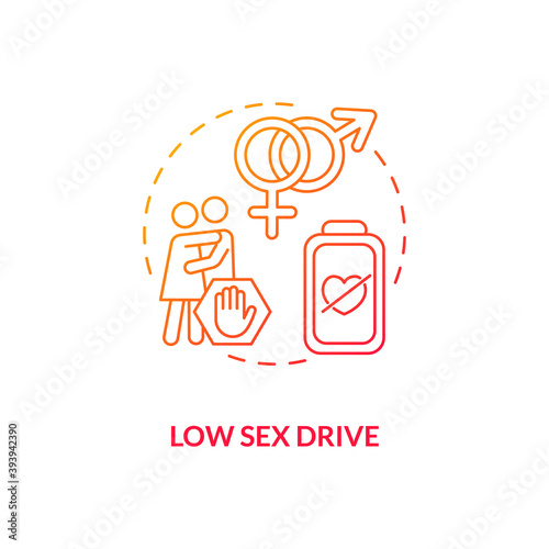 Low sex drive concept icon. Antidepressants side effect idea thin line illustration. Major depressive disorder. No desire for sexual activities. Vector isolated outline RGB color drawing