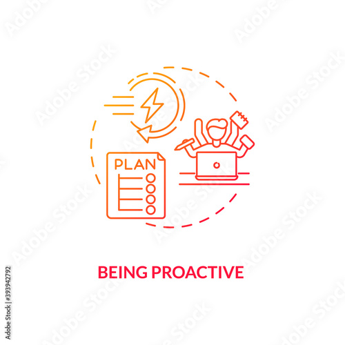 Being proactive concept icon. Tips to ease SAD idea thin line illustration. Taking responsibility for life, actions. Seasonal affective disorder treatment. Vector isolated outline RGB color drawing