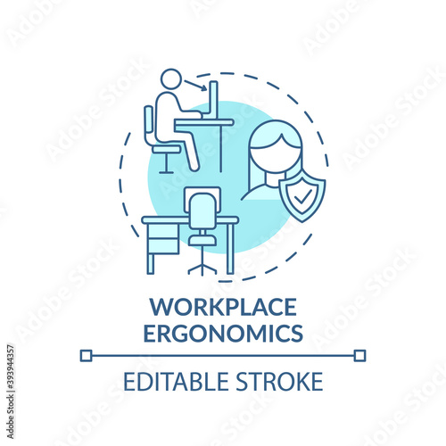 Workplace ergonomics concept icon. Workplace safety concerns. Keeping all capabilities for business idea thin line illustration. Vector isolated outline RGB color drawing. Editable stroke