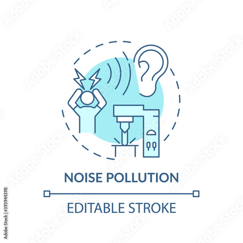 Noise pollution concept icon. Workplace safety concerns. Damaging your ears while on job. Quite work place idea thin line illustration. Vector isolated outline RGB color drawing. Editable stroke