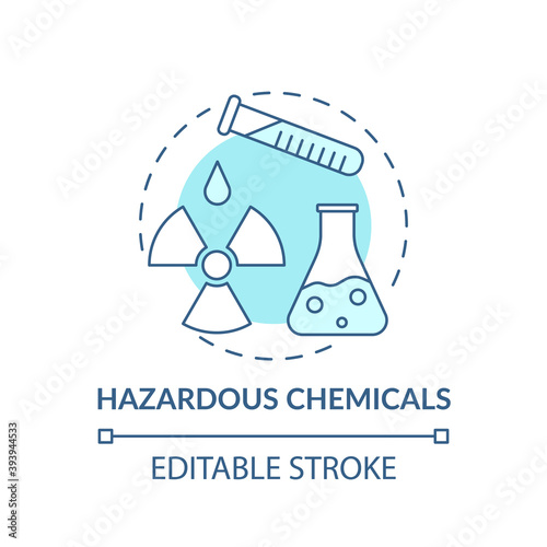 Hazardous chemicals concept icon. Workplace safety concerns. Health issues because of toxic work environment idea thin line illustration. Vector isolated outline RGB color drawing. Editable stroke