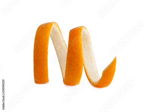 orange peel, spiral of orange rind isolated photo