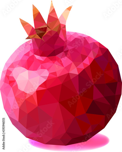 Polygonal geometric garnet pomegranate fruit. Vector illustration