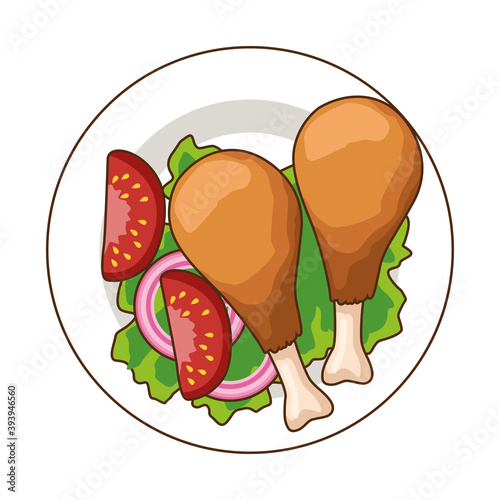 dish with delicious chicken thighs fast food icon
