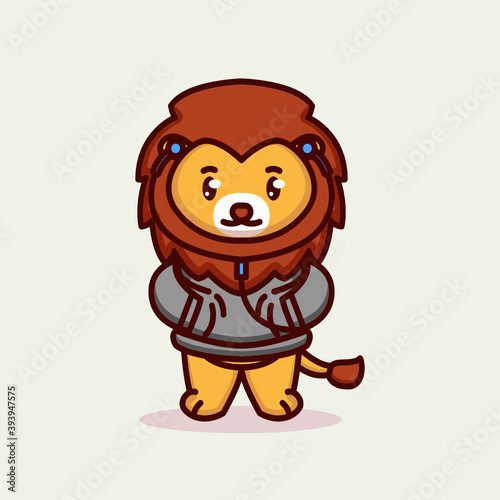 Cute lion with funky and hip hop costume 