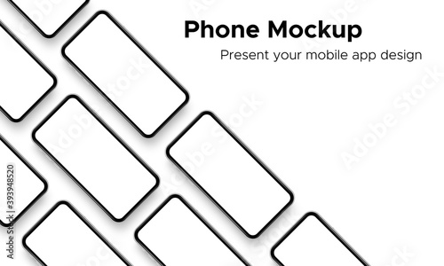 Mobile App Design Smartphone Mockup With Space for Text Isolated on White Background. Vector Illustration