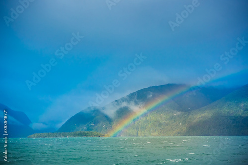 Rainbow on the boat crossing Magallanes and the Chilean Antarctic Region  Chile.