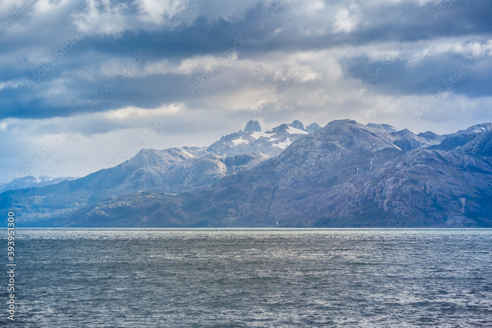 View from the boat crossing Magallanes and the Chilean Antarctic Region, Chile.