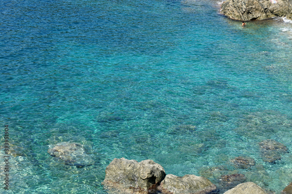 Porzione di mare presso Bonassola, Liguria, mar ligure, Italia