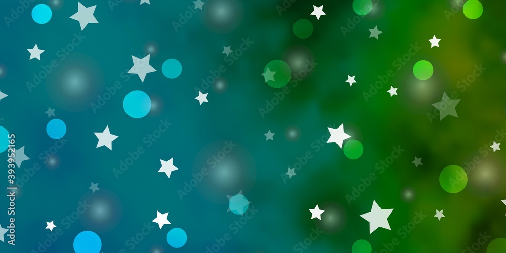 Light Blue, Green vector background with circles, stars. Light Blue, Green vector background with circles, stars.