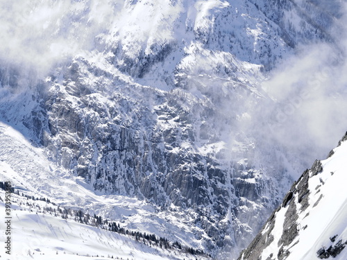 Some frozen moutains from the Grands Montets. A ski aera of Argentières near Chamonix. february 2020. photo