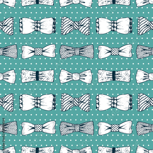 Father's Day background. Hand drawn Bow Ties Vector Seamless pattern. Men's Accessories.