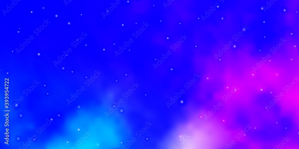 Light Pink, Blue vector layout with bright stars.