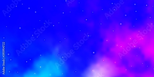 Light Pink, Blue vector layout with bright stars.