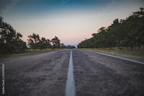 road in the sunset