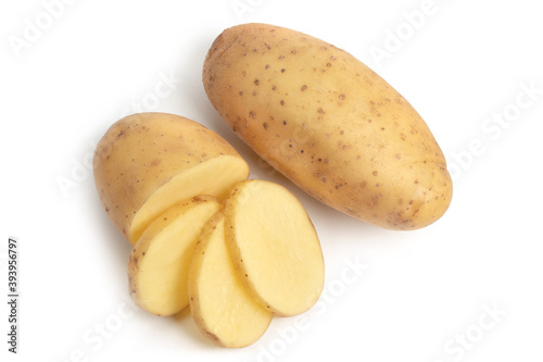 Isolated potatoes. raw slice potato vegetables isolated on white background