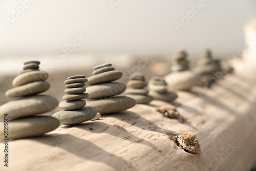 zen stones on the beach