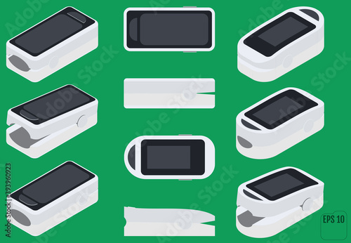 Isometric Pulse Oximetry, Isometric Flat Vector