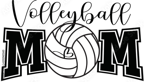 Volleyball mom on white background. Vector illustration