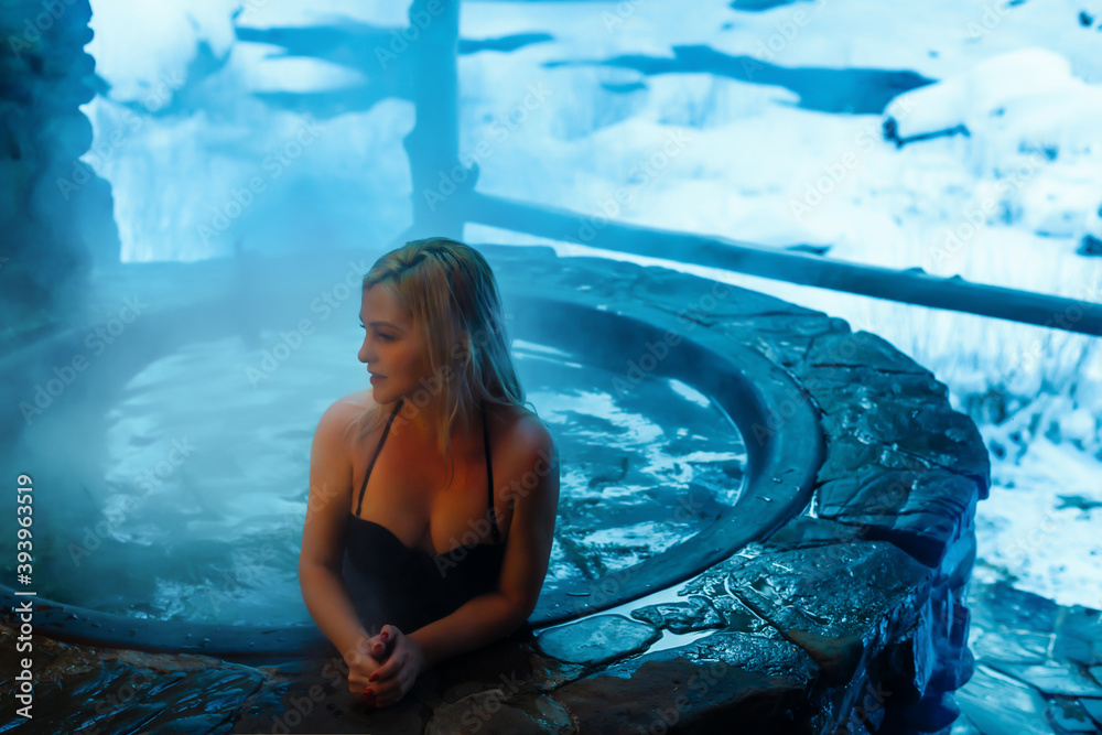 outdoor thermal bath in winter Stock Photo Adobe Stock