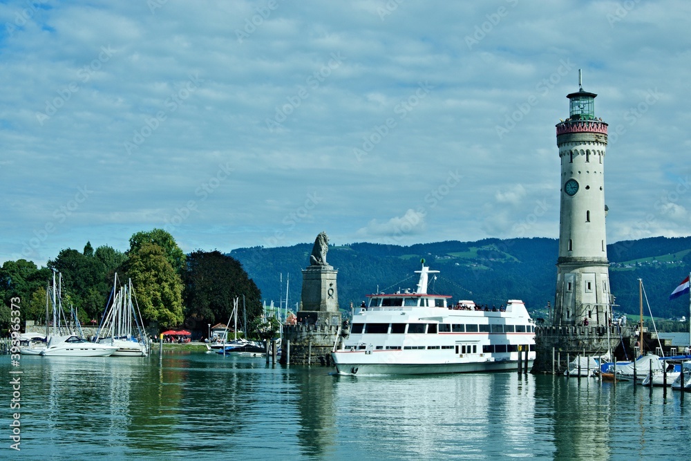 Germany-view of the entrance to the port of Lindau at Lake Constance