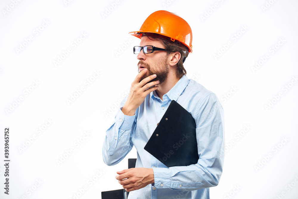 Man in working uniform professional construction lifestyle Man in working uniform professional construction lifestyle