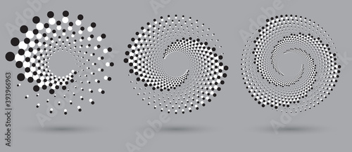 Abstract dotted vector background. Halftone effect. Spiral dotted background or icon. Yin and yang style.