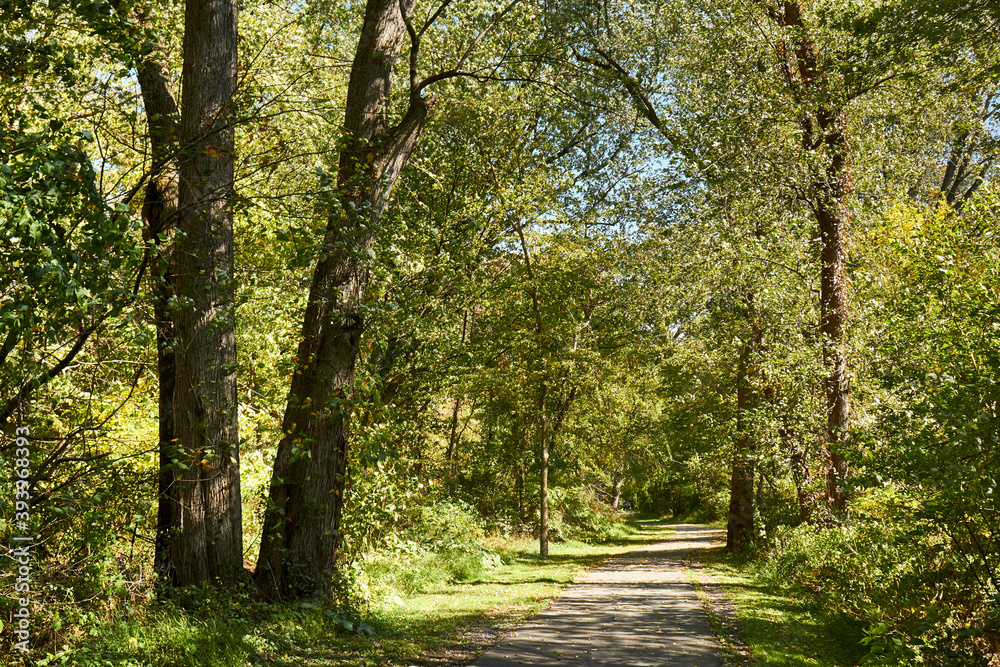 Fototapeta premium The Northwest River Trail. A rail trail near Columbia, Lancaster County, Pennsylvania, USA