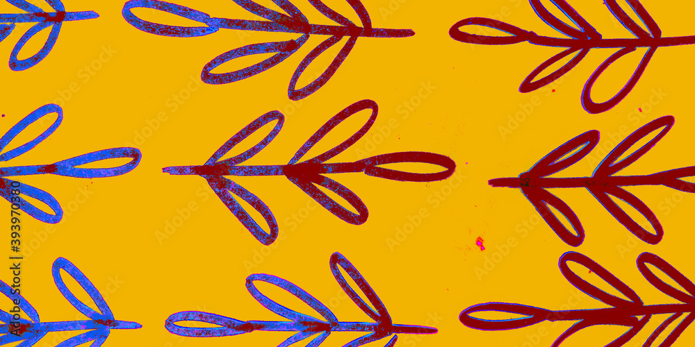 Black Floral Pattern. Azure Plant Background. Red Black Floral Pattern. Azure Plant Background. Red