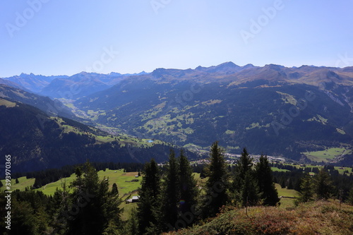 Luzein, Kanton Graubuenden (GR)/ Switzerland - September 21 2019: Mountain hiking tour in area Praettigau, Graubuenden photo