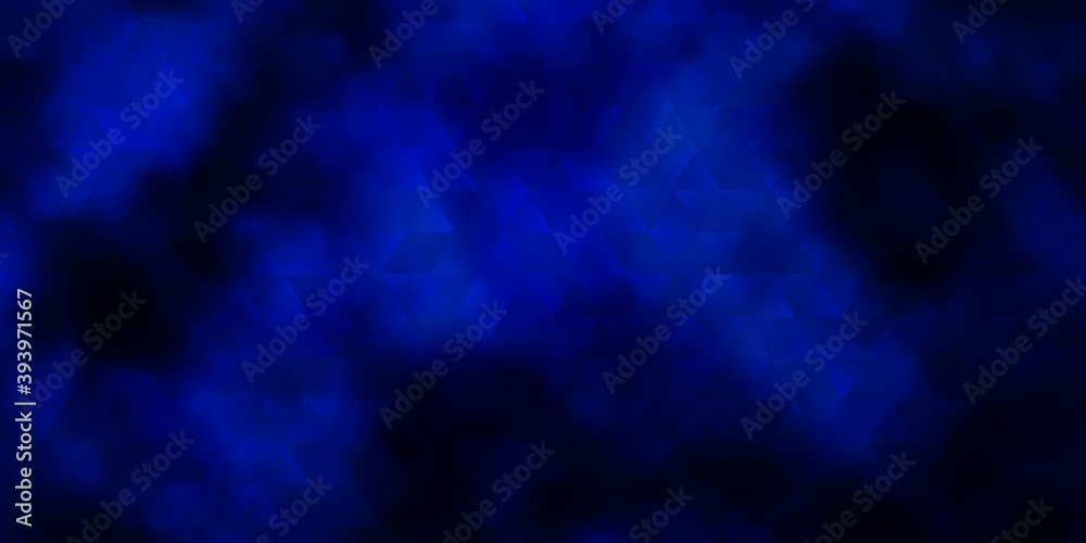 Dark BLUE vector background with triangles.