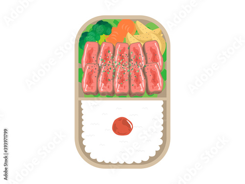 ステーキ弁当のイラスト