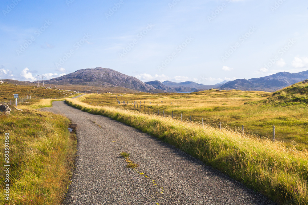 A single track road on the Isle of Harris, Outer Hebrides, Scotland, UK