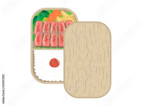 ステーキ弁当のイラスト