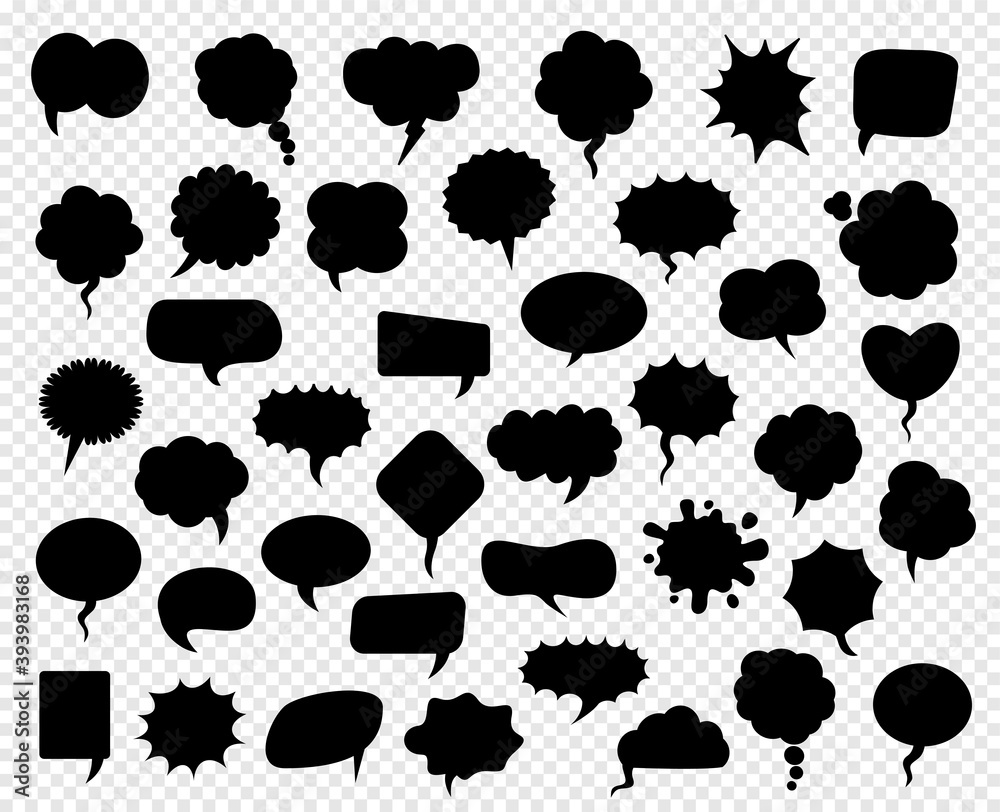 A set of comic speech balloons on transparent background. Vector Illustration. A set of comic speech balloons on transparent background. Vector Illustration.