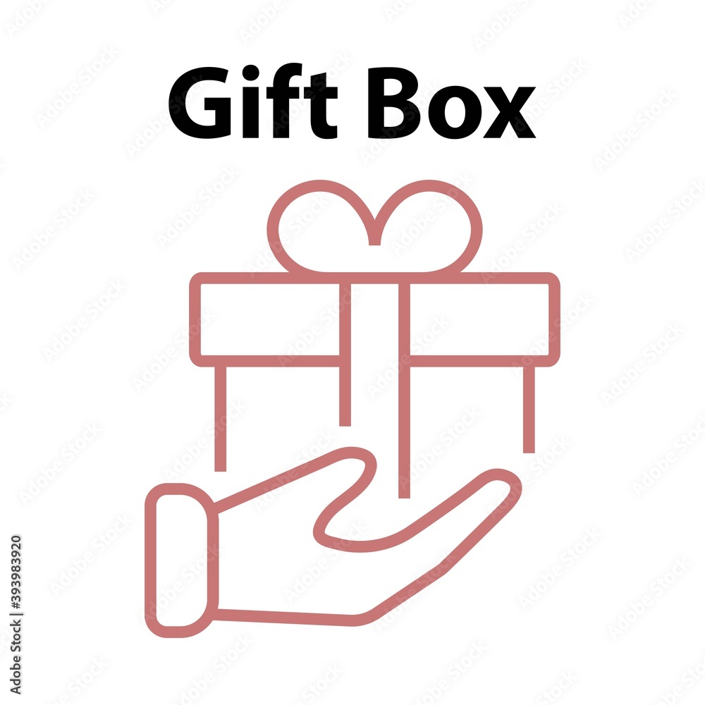 Hand and Gift icon vector symbol. Edited Barcode Give Gift Isolated Icon Hand and Gift icon vector symbol. Edited Barcode Give Gift Isolated Icon