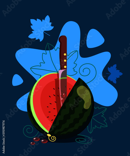 watermelon on the blue