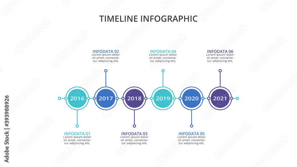 Timeline with 6 elements, infographic template for web, business, presentations, vector illustration.