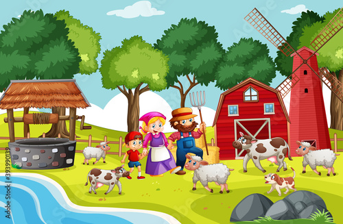 Old MacDonald in a farm nursery rhymes scene