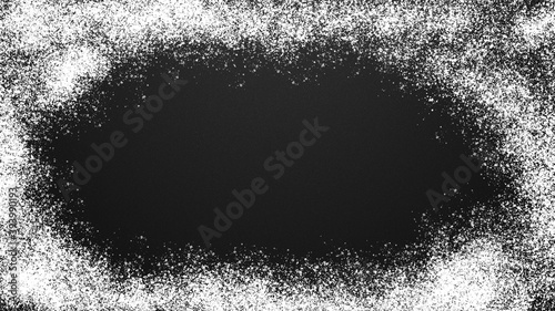 black background with white snow around the edges                            