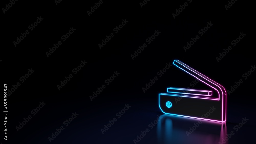 3d glowing neon symbol of symbol of scanner isolated on black background 3d glowing neon symbol of symbol of scanner isolated on black background
