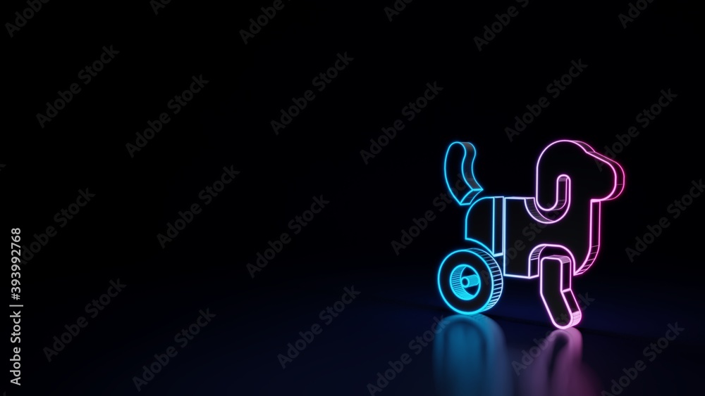 3d glowing neon symbol of symbol of dog isolated on black background 3d glowing neon symbol of symbol of dog isolated on black background