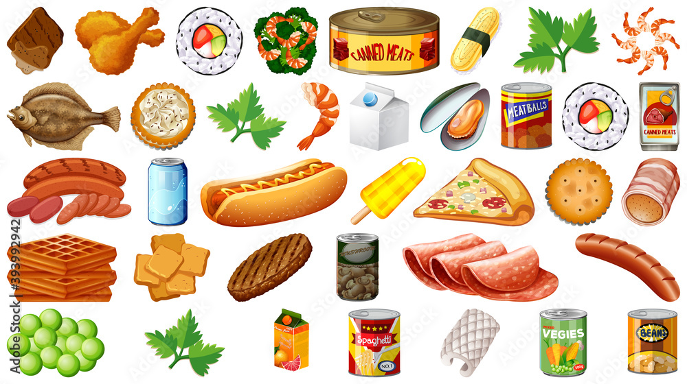 Set of food isolated Set of food isolated