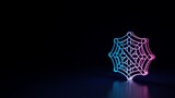 3d glowing neon symbol of symbol of cobweb isolated on black background