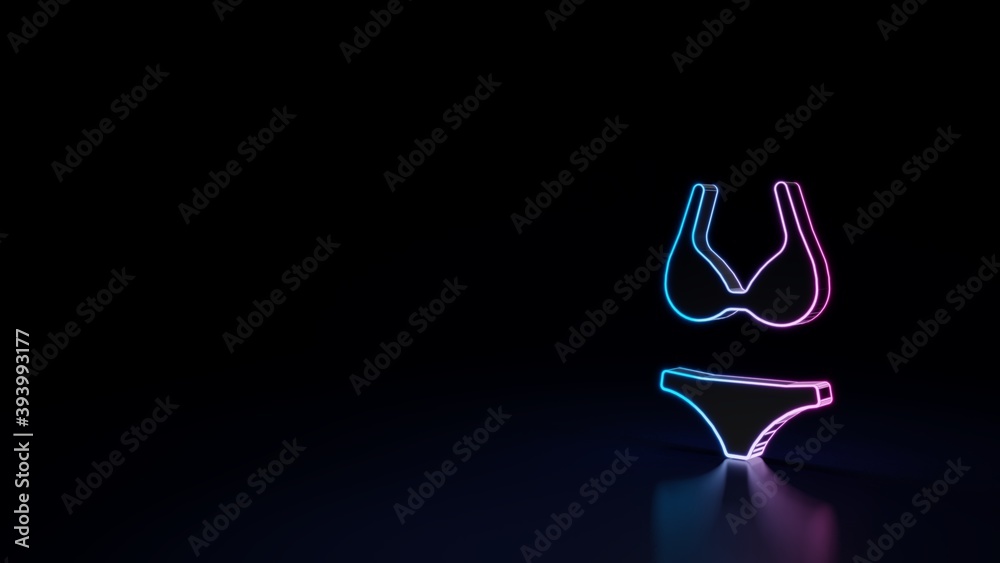 3d glowing neon symbol of symbol of bikina isolated on black background 3d glowing neon symbol of symbol of bikina isolated on black background